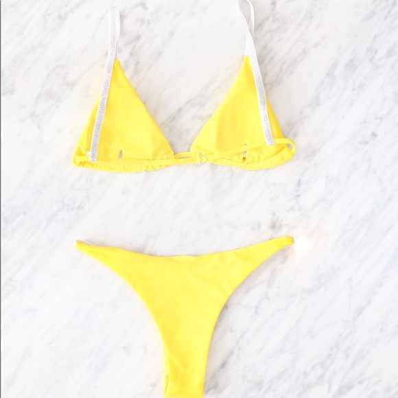 Yellow glitter strap bikini - Picture 3 of 3